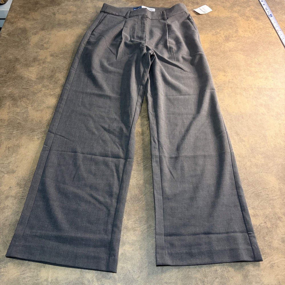 Old Navy Taylor Wide Leg Trouser Womens 2 Dark Grey Extra High Rise Pleated NWT